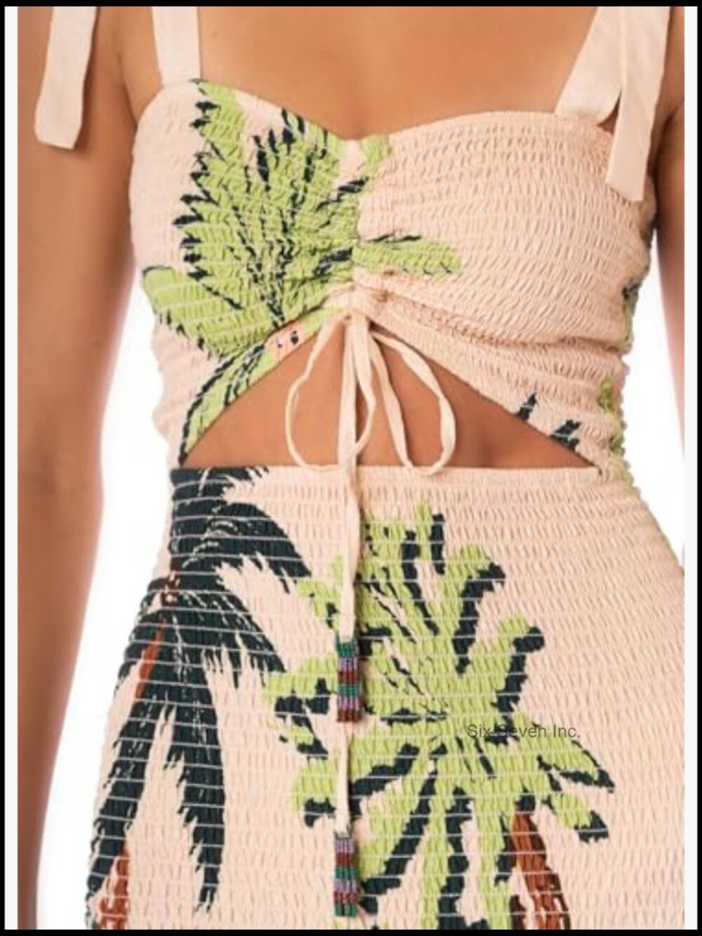 Smocked A-line Mini Dress with Tie Straps - Picture 3 of 7